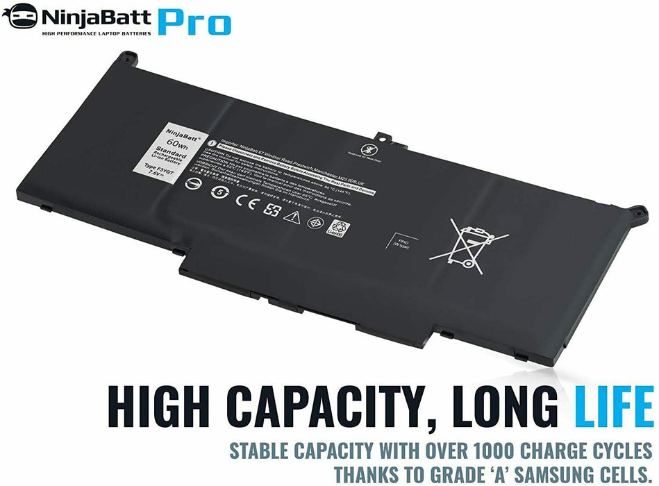 Ninjabatt F3YGT Battery For Dell Latitude 7000 E7280 E7480 7390  DM3WC MYJ96