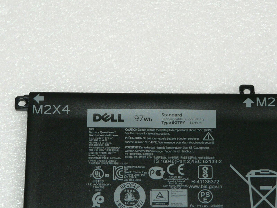 NEW GENUINE DELL XPS 15 9550 9560 9570 PRECISION 15 5510 5520 97Wh BATTERY 6GTPY
