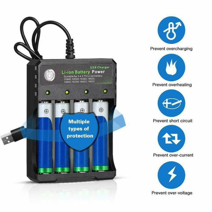 Battery Charger 3.7V 14500 Li-ion Batteries AA AAA 4 Slots USB Intelligen