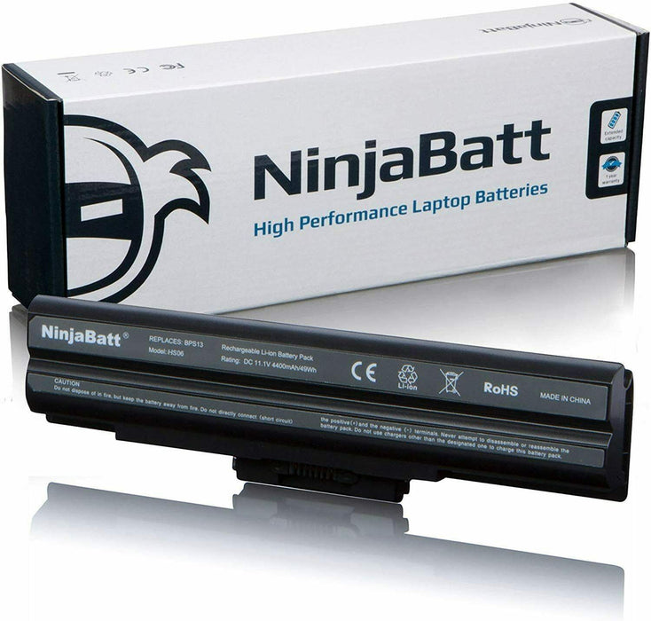 NinjaBatt Laptop Battery Sony VGP-BPS13/Q 11.1 Volt Li-ion High Performance