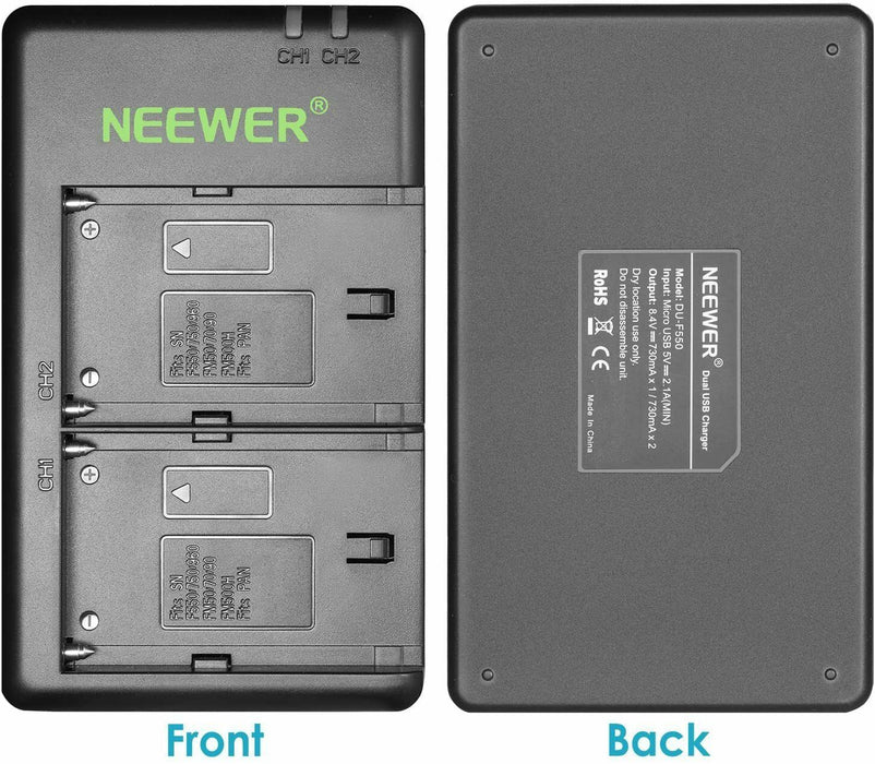 Neewer NP F550 Battery Charger Set for Sony 2-Pack Replacement 2600mAh