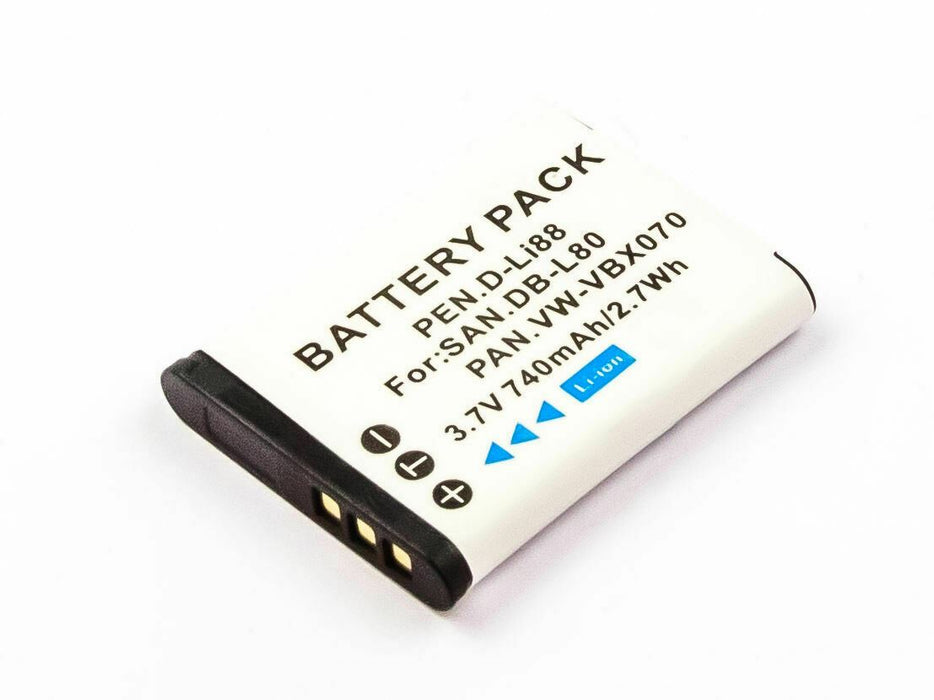 Battery For Pentax D-Li88, Sanyo DB-L80,Toshiba PX1686,Panasonic VW-VBX070,
