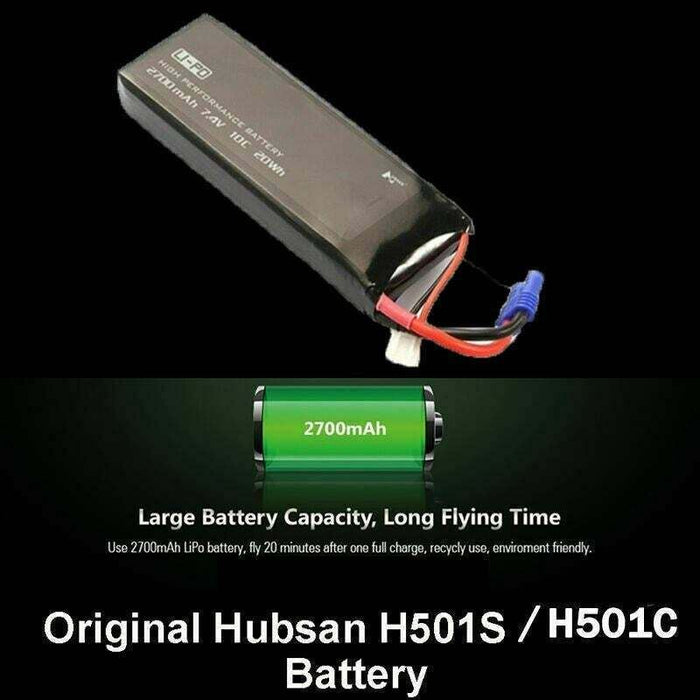 Hubsan H501S Original Spare Parts Battery 7.4V 2700mAh 10C Lithium for RC Drone