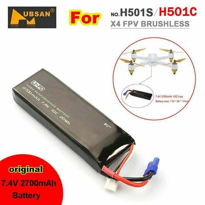 Hubsan H501S Original Spare Parts Battery 7.4V 2700mAh 10C Lithium for RC Drone