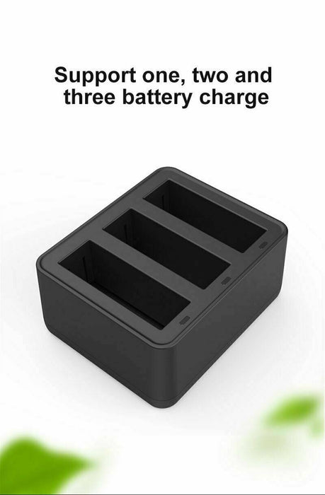 TELESIN 3 Slots Battery Charger with 3 Batteries for DJI Osmo Action Camera