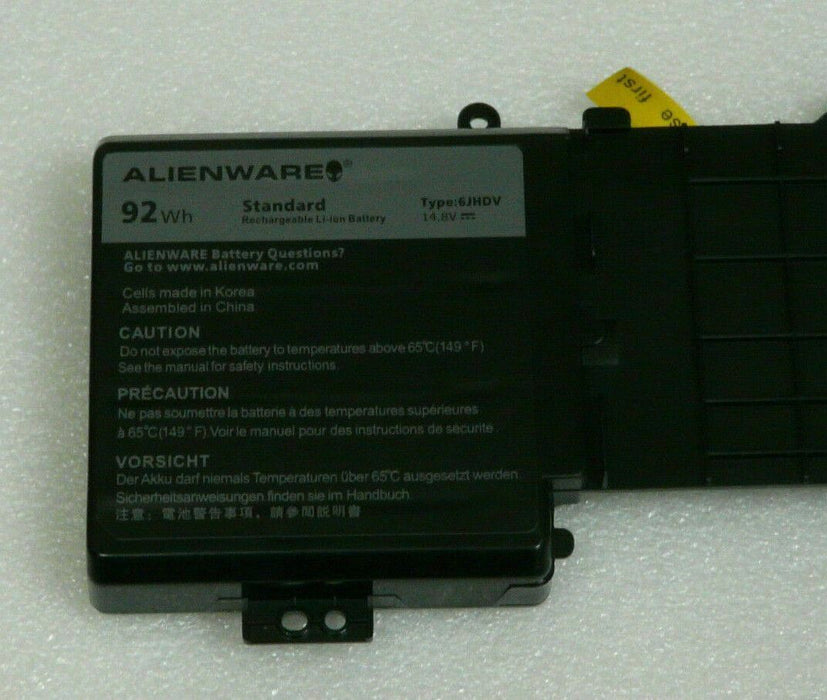 ORIGINAL ALIENWARE 17 R2 R3 BATTERY 8-CELL 92Wh 14.8V 6JHDV 5046J YKWXX 05046J