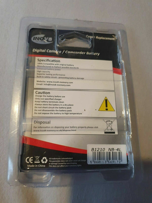 INOV8 Li-ion Replacement Battery for Canon NB-4L Camera  PowerShot SD750 SD1000