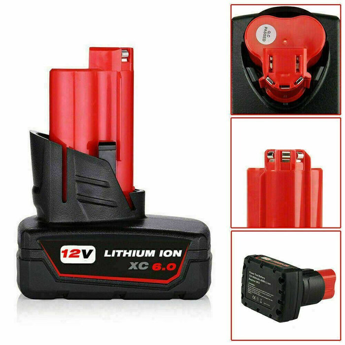 6AH For Milwaukee M12B6 LITHIUM ION XC 6.0 High Capacity Battery 12 V Drill Tool