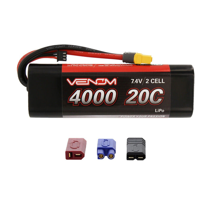 Venom 20C 2S 4000mAh 7.4 Softcase LiPo Battery with Universal Plug
