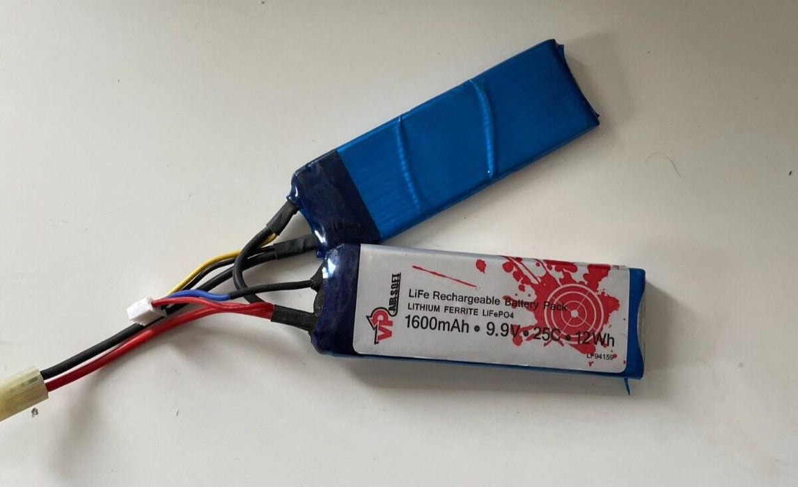 VP Airsoft 9.9V 1600mAh 25C/50C Split (LiFePO4) Battery Pack