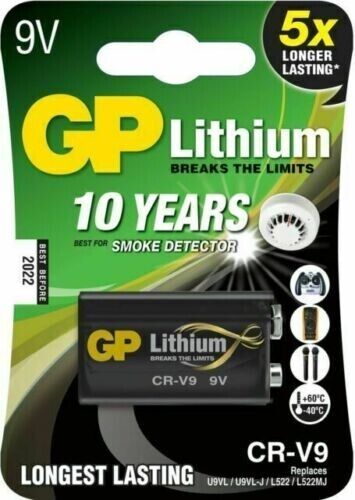 LITHIUM 9V Batteries GP CR-V9 U9VL U9VL-J L522 PP3 LONGEST LASTING 10 YEARS