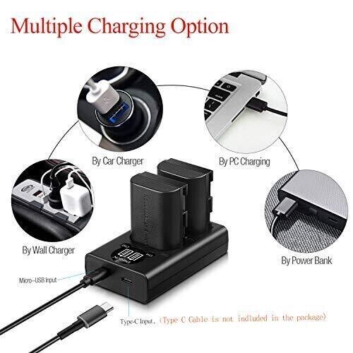 ENEGON LP-E6 Replacement Battery (2-Pack) and Smart LED Dual USB Charger