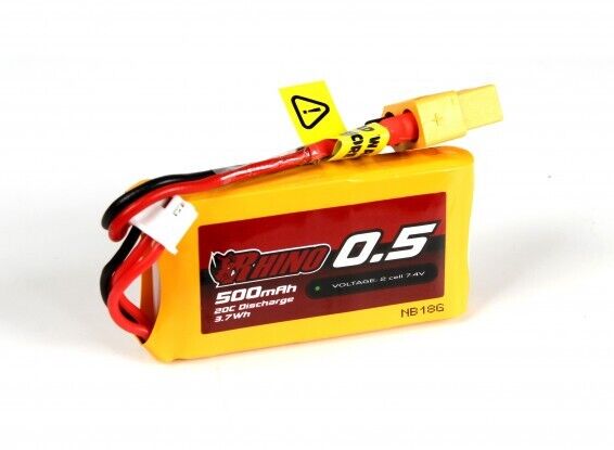 Rhino 500mAh 2S 20C Lipo Battery Pack w/XT60
