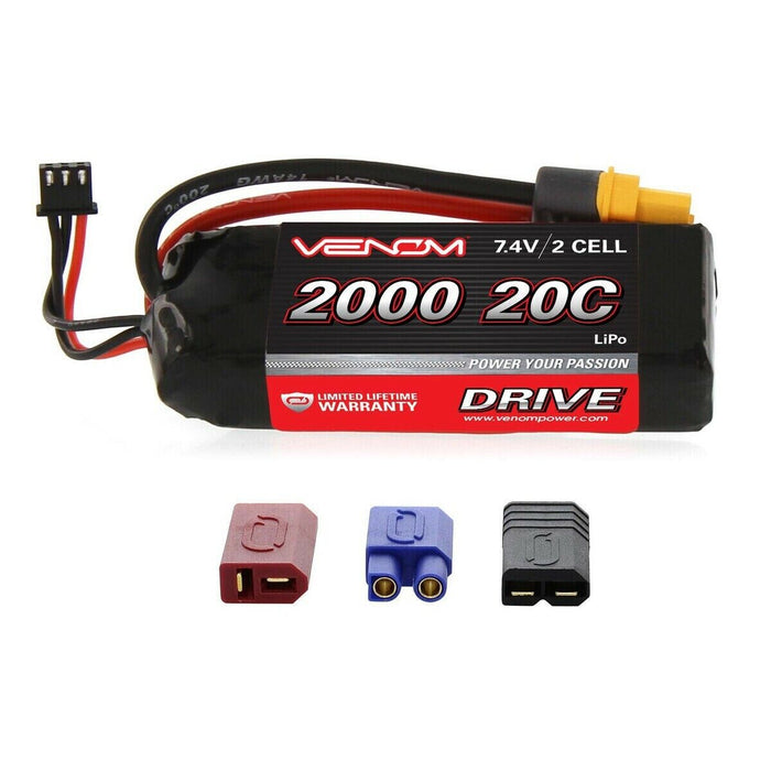 Venom 20C 2S 2000mAh 7.4V RC LiPo Battery with Deans EC3 Traxxas UNI Plug