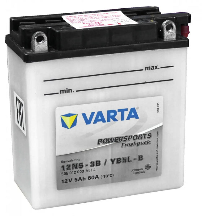 YB5L-B VARTA POWERSPORTS FRESHPACK MOTORCYCLE BATTERY 505 012 003 (12N5-3B)