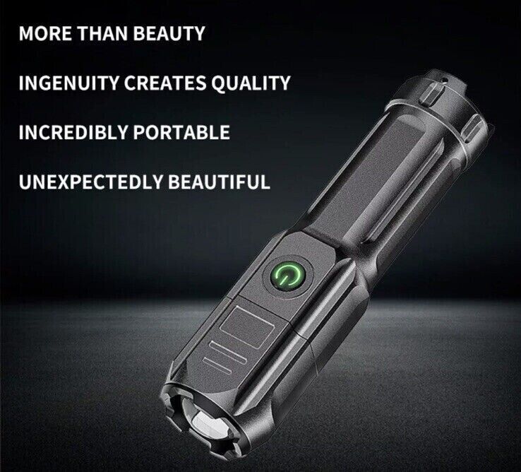 Super Bright Flashlight USB Rechargeable Battery Torch