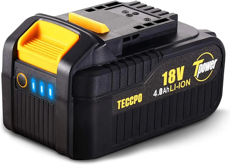 TECCPO 20/18V MAX 4.0 Ah Lithium Ion Large Capacity Battery-Pack, Rechargeable