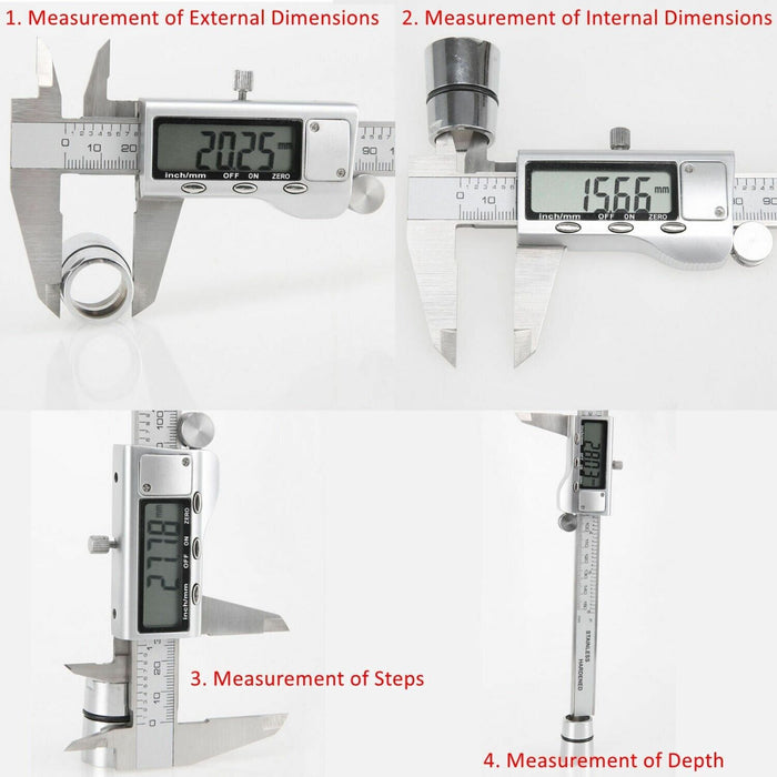 6" LCD Digital Vernier Caliper Stainless Steel 150mm Micrometer Gauge Ruler Tool