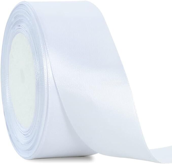 4cm X 22M Wide White Satin Ribbon Solid Fabric Ribbons