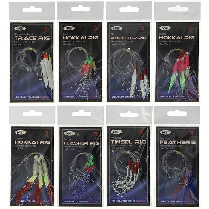 8 Assorted Packs Bass Mackerel Feathers Cod Lure Lures Fishing Boat Tackle Rigs