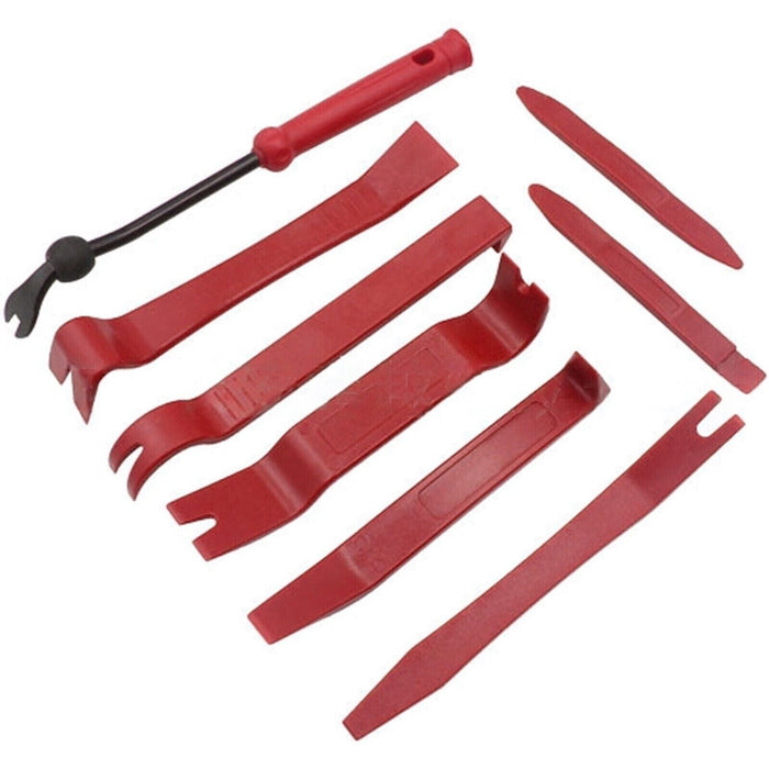 8Pcs Car Trim Removal Tool Set, Pry tools Kit for Panel Door Dash Interior - Red