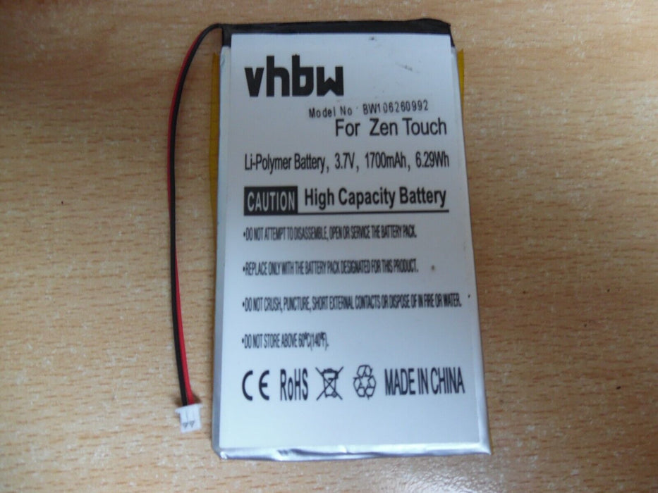 BATTERY FOR CREATIVE LABS JUKEBOX ZEN TOUCH