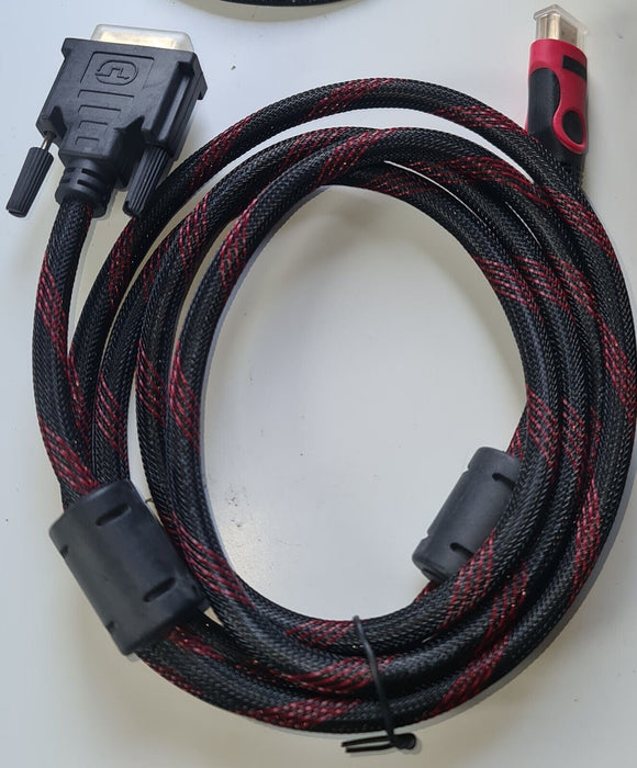 2M HDMI Textured Male to VGA SVGA Red Plated Converter Cable Lead TV XBOX SONY