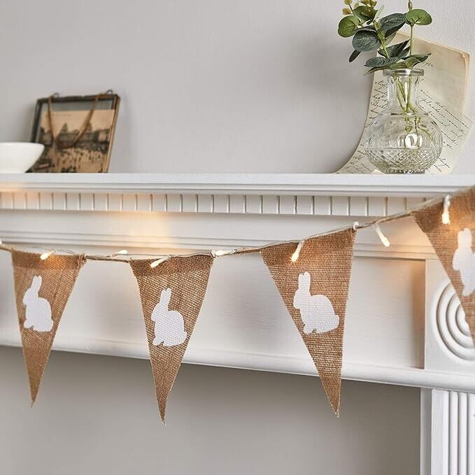 2.5m Easter Bunny Bunting with Battery Operated String Fairy Lights Indoor Decor