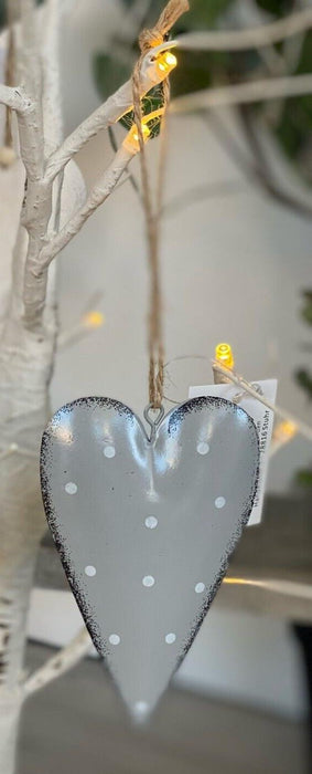 1x 9CM GREY HANGING HEART - New