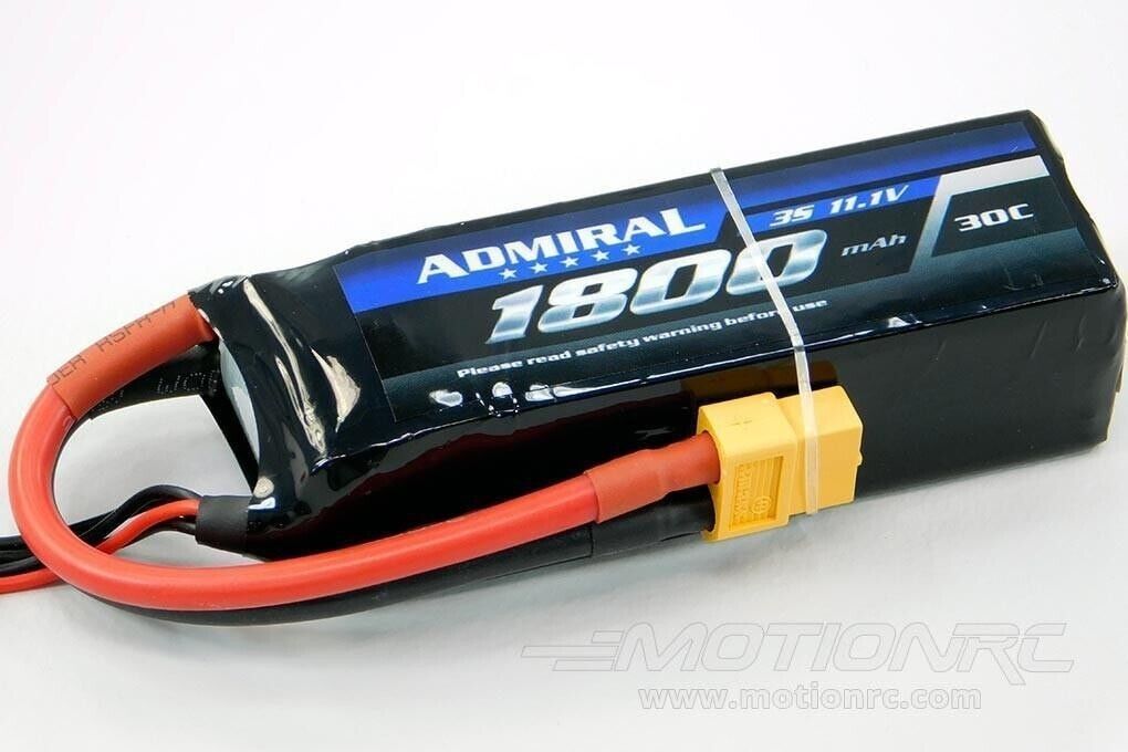 Admiral 1800mAh 3S 11.1V 30C LiPo Battery with XT60 Connector