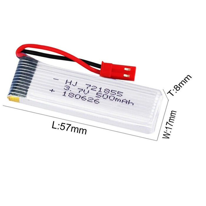 3.7V 500mAh Lipo 721855 JST Plug Rechargeable Battery High Rate Quadcopter