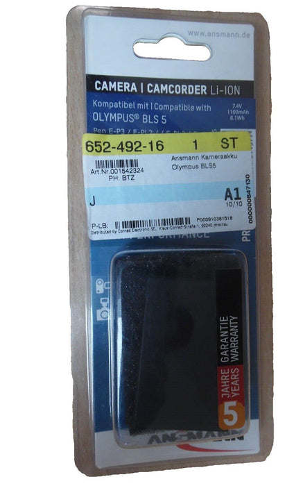 Battery for Olympus BLS-5 BLS-50 |E-PL6/PL7/PL8/PL9 OM-D E-M10/MK II Stylus 1/1s