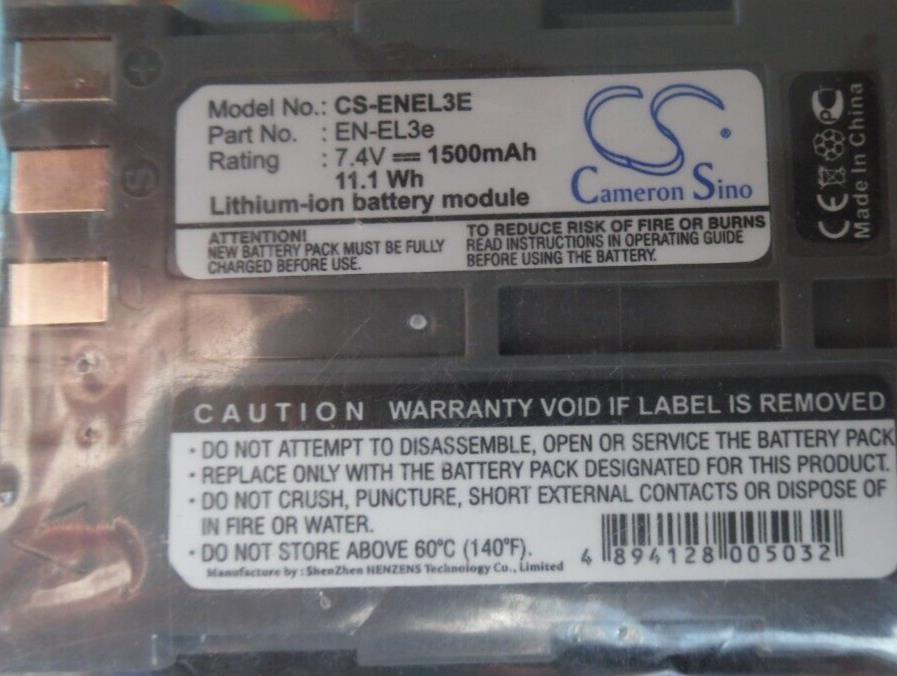 Battery Replacement for Nikon EN-EL3 EN-EL3E Rechargeable 1500mAh