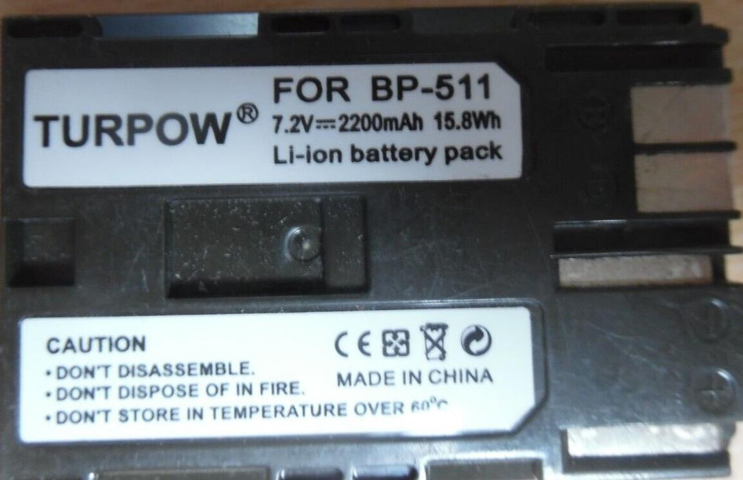 Rechargeable Battery for Canon BP-511 BP-508 BP-512 1600mAh Li-Ion