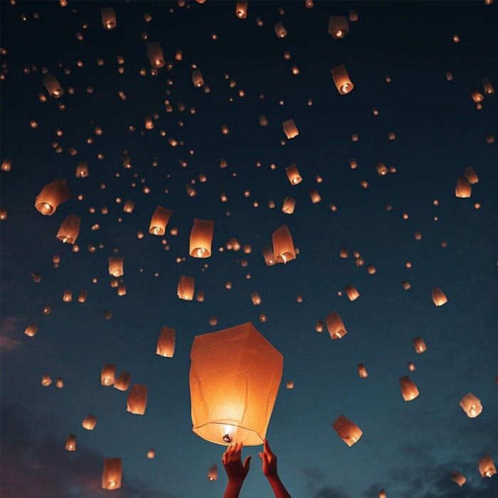 5Pcs Chinese Paper Lanterns Release in Memorial Wedding Birthdays Party Memorial