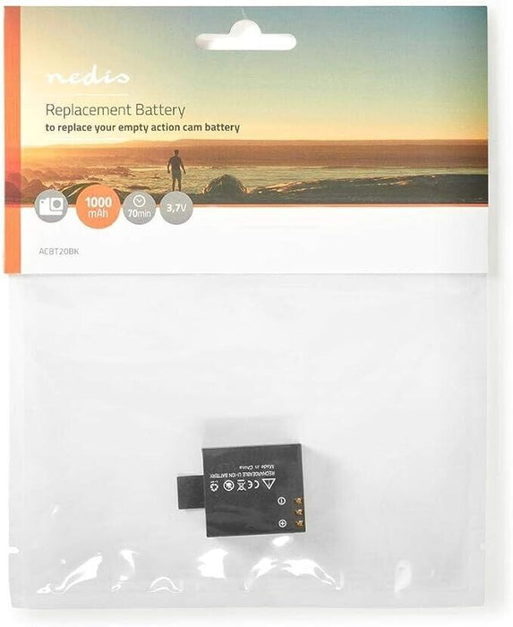 NEDIS ACBT20BK Action Camera Rechargeable Battery 1000 mAh with 90 Min Life Time