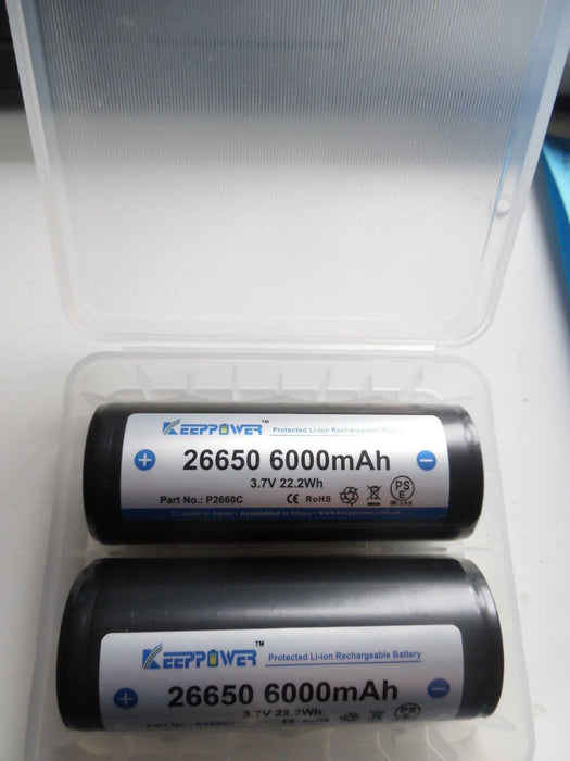 2 x Keeppower 26550 6000mAh batteries P2660C