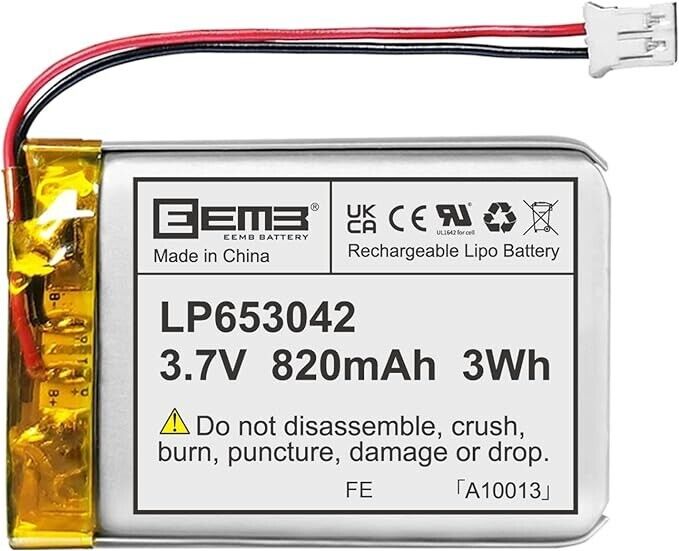 EEMB Lithium Polymer battery 3.7V 820mAh 653042 Lipo Rechargeable Battery Pack w