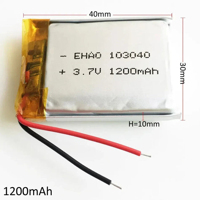 1x3.7V 1200mAh 103040 Lithium Polymer LiPo Battery Rechargeable For mp3 gps dvd