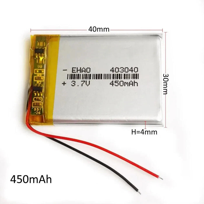 2 x3.7V 450mAh 403040 Lithium Polymer LiPo Battery Rechargeable For mp3 gps dvd