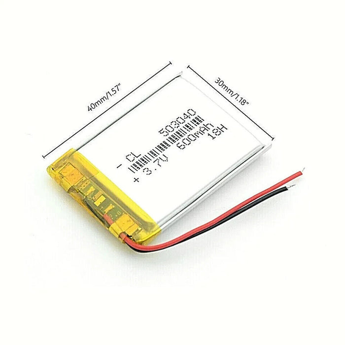 600mAh 503040 Lithium Li-ion Polymer Battery 40x30x5mm Li-Po