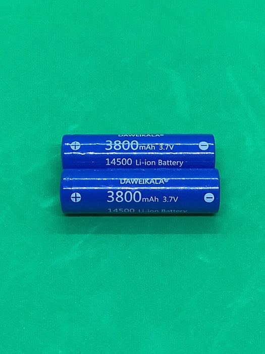 2 X FLAT TOP 14500 3.7V 3800mAh Rechargeable Batteries Long Life UK Seller