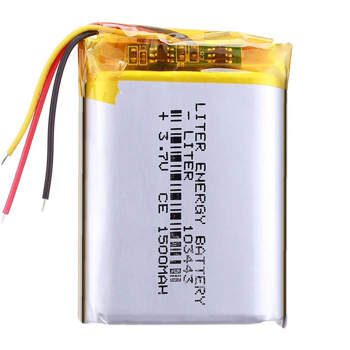 3 line 3.7V lithium polymer battery 103443 1500MAH for Game Machine MP3 Player G