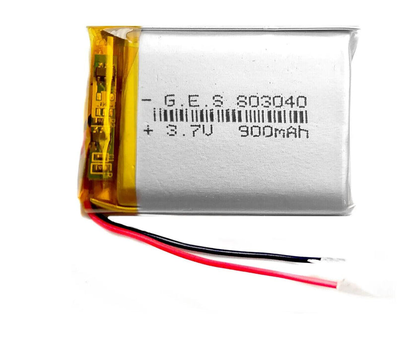 3.7V 900mAh LiPo 1S Polymer Rechargeable Battery: MP3 GPS Speaker - 803040