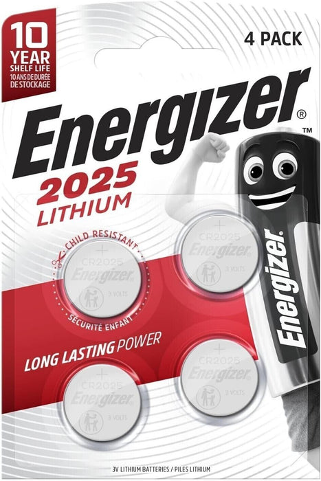 4 x Energizer CR2025 3V Lithium Coin Cell Battery 2025 DL2025 BR2025 Batteries