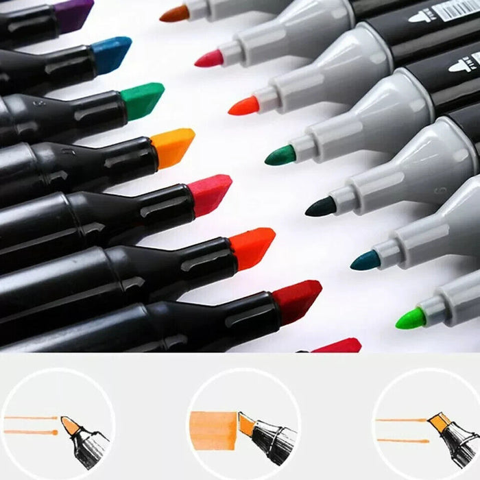 30/80 Colour Brush Pens Set Dual Tips Soft Fine Art Markers Drawing Watercolour