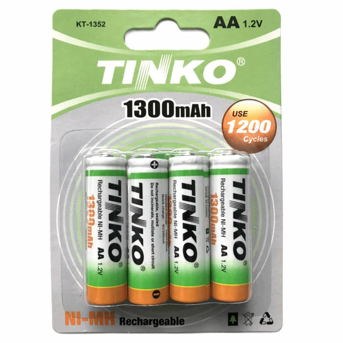 AA 1300mAh Rechargeable Batteries x4 NiMH for Toy Phone Camera Remote Tinko UK