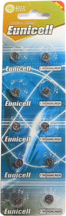 10 X Eunicell 1.5v Ag4 Alkaline Button Coin Cell Battery Batteries Hx8