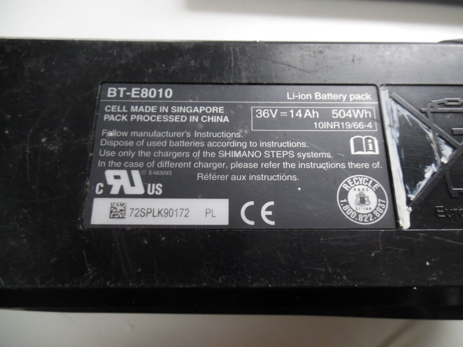 Shimano Steps BT-E8010 36V - 504wh External Frame E Bike Battery - Black