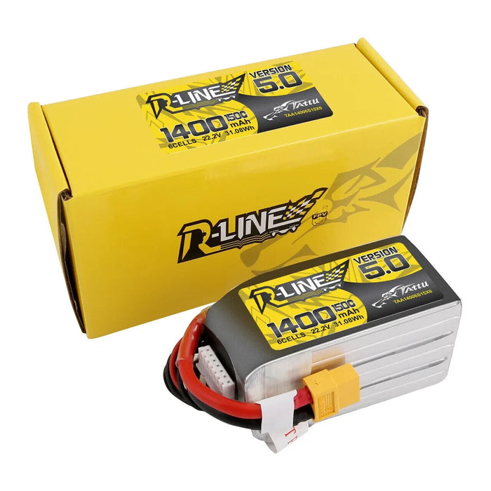 Tattu R-Line Version 5.0 1400mAh 22.2V 150C 6S Lipo Battery Pack With XT60 Plug